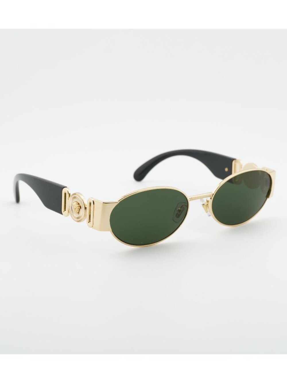 Versace VE2299 100271 Sunglasses Gold Oval Frame, Dark Green Lenses